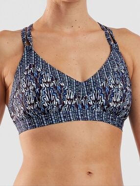 Title Nine Siren Bikini Top In Marquesas Navy & Black Print - Medium